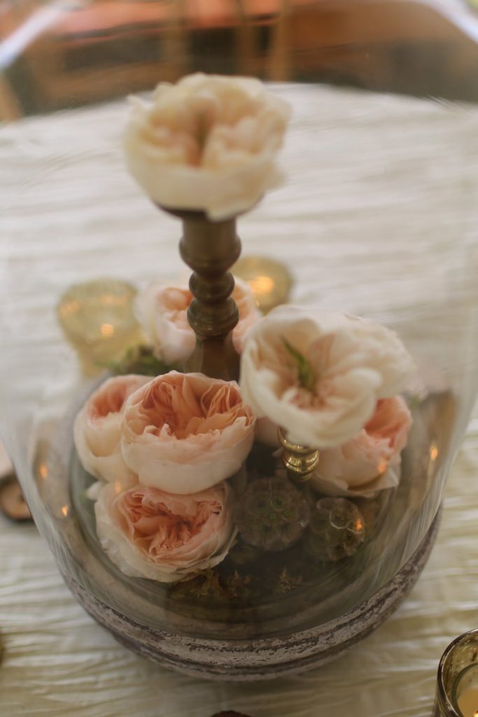 Ivory Crinke Table Linen David Austin Roses